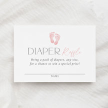 Pink Footprint Baby Shower Diaper Raffle Ticket
