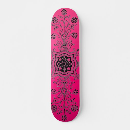 Pink Foral Design Skateboad スケートボード (正面)