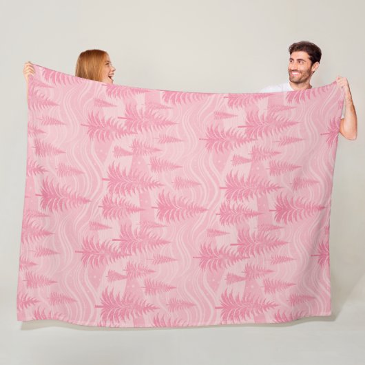 Pink Forest Christmas フリースブランケット (インサイチュ)