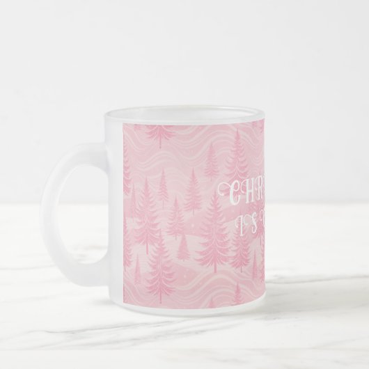 Pink Forest Christmas フロストグラスマグカップ (左)
