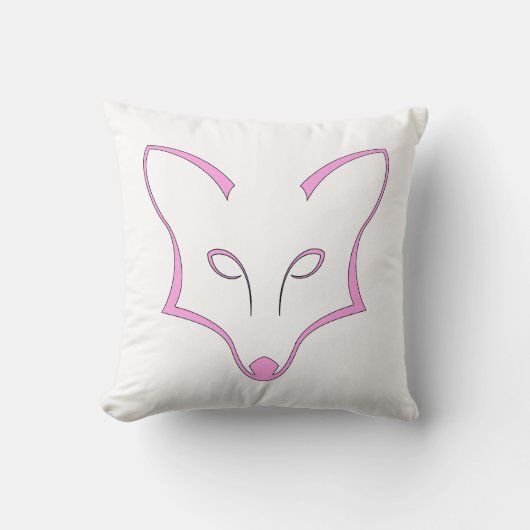 Pink Fox Logo Throw Pillow クッション (正面)