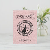 Pink France Passportパーティー日付カードの保存 セーブザデート (スタンド正面)