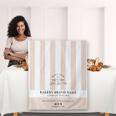 Pink French Stripes Bakery Logo Table Runner  タペストリー