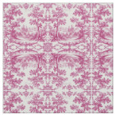 Pink French Toile Pastoral Oak Trees Vintage Decor ファブリック (見本)