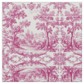 Pink French Toile Pastoral Oak Trees Vintage Decor ファブリック (クローズアップ)