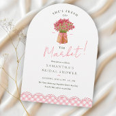 Pink fresh off the market arch bridal shower 招待状