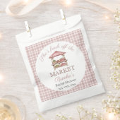 Pink Fresh off the market country Bridal Shower フェイバーバッグ (クリップ留めされた状態)