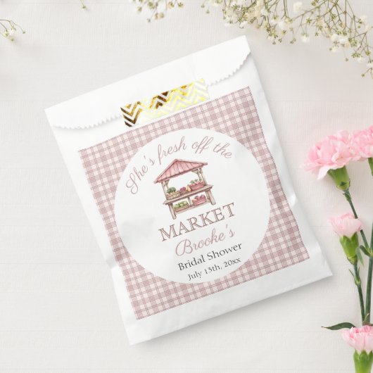 Pink Fresh off the market country Bridal Shower フェイバーバッグ (封をした状態)