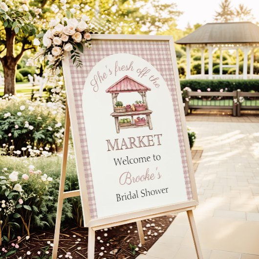 Pink Fresh off the market country Bridal Shower ポスター