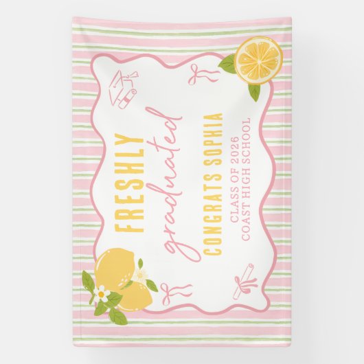 Pink Freshly Graduated Lemon Banner 横断幕 (縦)