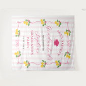 Pink Freshly Lemon Citrus Graduation Decor タペストリー (正面(横))