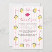 Pink Freshly Lemon Citrus Graduation Party サンキューカード (正面)