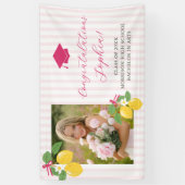 Pink Freshly Lemon Citrus Graduation Party 横断幕 (縦)
