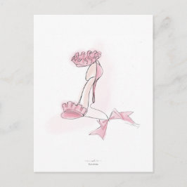 Pink Frilled High Heels Illustration ポストカード