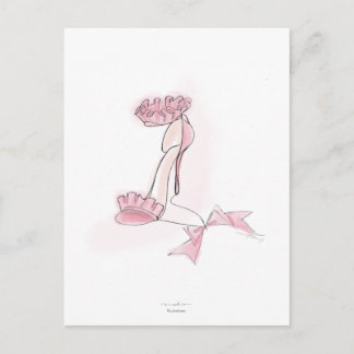 Pink Frilled High Heels Illustration ポストカード
