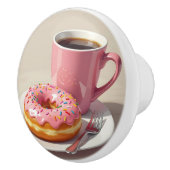 Pink Frosted Donut and Coffee Cup セラミックノブ (右)