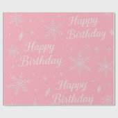 Pink Frozen snowflake Birthday Wrapping Paper ラッピングペーパー (フラット)
