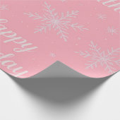 Pink Frozen snowflake Birthday Wrapping Paper ラッピングペーパー (角)