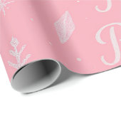 Pink Frozen snowflake Birthday Wrapping Paper ラッピングペーパー (ロールコーナー)