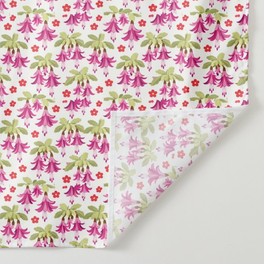 Pink Fuchsia Floral Pattern – Retro Botanical タペストリー (詳細)