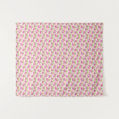 Pink Fuchsia Floral Pattern – Retro Botanical タペストリー (正面(横))