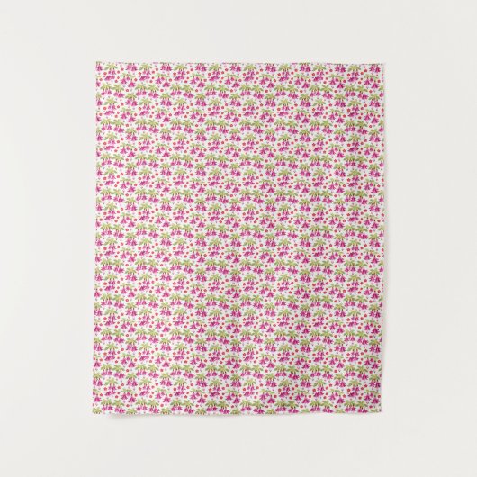 Pink Fuchsia Floral Pattern – Retro Botanical タペストリー (正面)