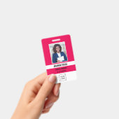 Pink Fuchsia Photo Employee Logo QR CODE Security バッジ (手持ち)