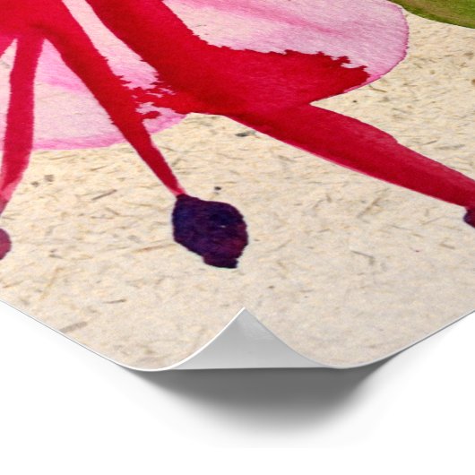 Pink Fuchsia pop art watercolour flower ポスター (角)