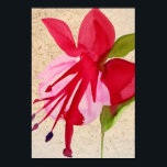 Pink Fuchsia pop art watercolour flower ポスター<br><div class="desc">From an original watercolour painting of a bright pink fuchsia flower in vivid pop art style against a grainy background. This design is arty and bright and would bring a pop of pop art colour to any room or environment</div>