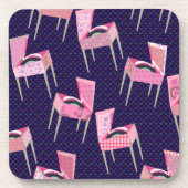Pink Fun Record Players Art Pattern Fifties コースター (正面)