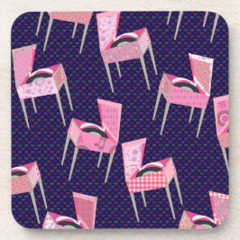 Pink Fun Record Players Art Pattern Fifties コースター