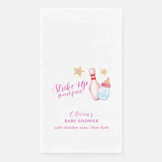 Pink Fun Strike Up Bowling Baby Shower  (正面)