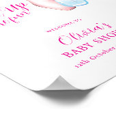 Pink Fun Strike Up Bowling Baby Shower Welcome ポスター (角)