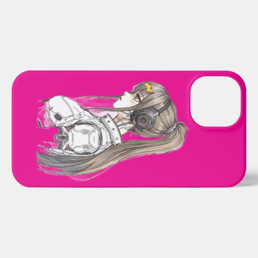Pink Futuristic Girl Aesthetic iPhone 17 Case iPhoneケース (裏面横)