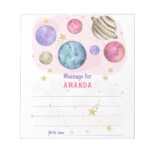 PINK GALAXY SPACE birthday time capsule message ノートパッド (正面)