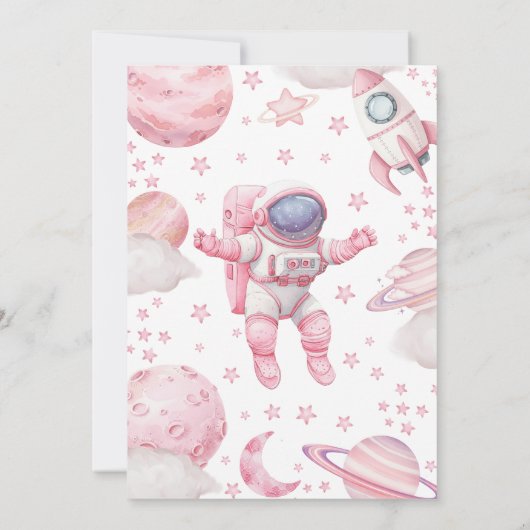 Pink Galaxy Space Thank You Card 招待状 (裏面)