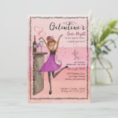Pink Galentine's Day Girls Night Out Party 招待状 (スタンド正面)