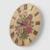 Pink Garden Flowers Wall Clock ラージ壁時計 (傾斜)