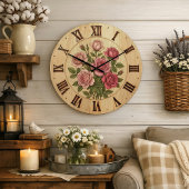 Pink Garden Flowers Wall Clock ラージ壁時計