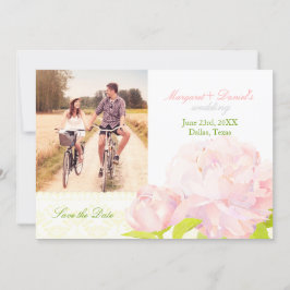 Pink Garden Peony結婚の写真Save the Date セーブザデート