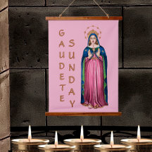 Pink Gaudete Sunday BVM Advent Wall Tapestry