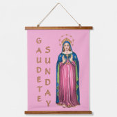 Pink Gaudete Sunday BVM Advent Wall Tapestry 吊り下げ型タペストリー (正面)