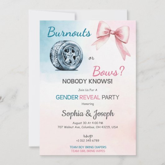 Pink gender Reveal Invitation card design  招待状 (正面)