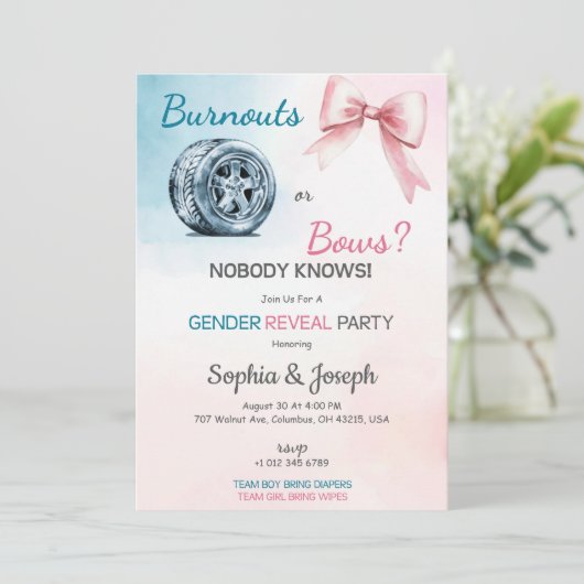 Pink gender Reveal Invitation card design  招待状 (スタンド正面)