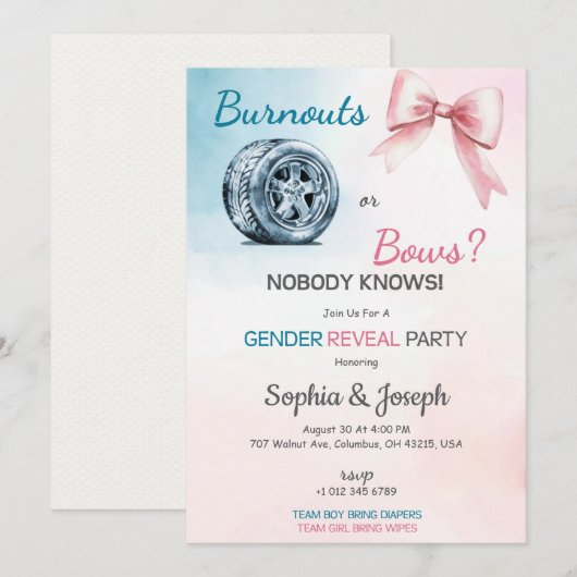 Pink gender Reveal Invitation card design  招待状 (正面/裏面)