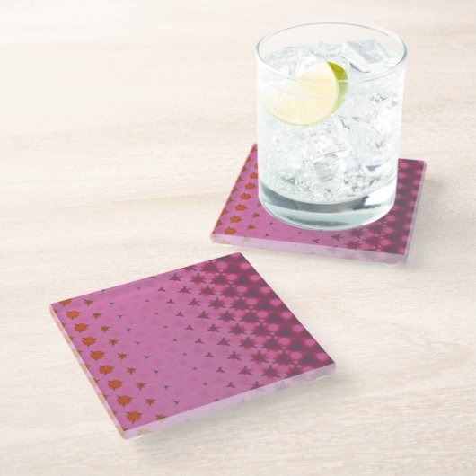 Pink Geometric design Coaster ガラスコースター (アングル)