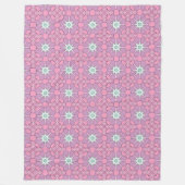 Pink geometric floral patterned  フリースブランケット (正面)