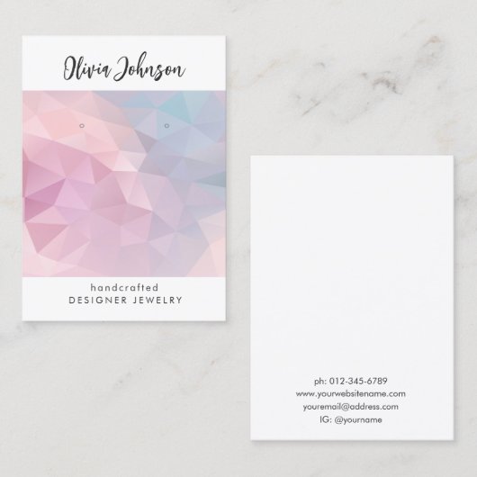 Pink Geometric Pattern Jewelry Earring Display  名刺 (正面/裏面)