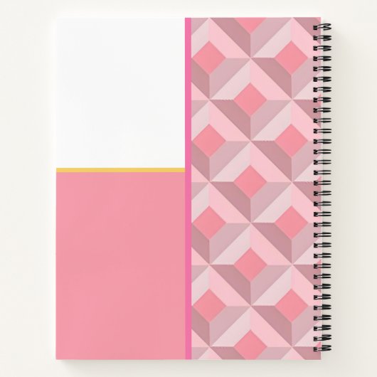 Pink Geometric Squares Custom Notebook ノートブック (裏面)