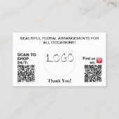 Pink Geranium Business Logo QRコード3.5 x 2.0 名刺 (裏面)